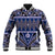 Vintage Bula Fiji Baseball Jacket Prussian Blue Tapa Masi Motif