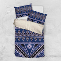 Vintage Bula Fiji Bedding Set Prussian Blue Tapa Masi Motif