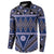 Vintage Bula Fiji Button Sweatshirt Prussian Blue Tapa Masi Motif