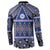 Vintage Bula Fiji Button Sweatshirt Prussian Blue Tapa Masi Motif