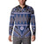 Vintage Bula Fiji Button Sweatshirt Prussian Blue Tapa Masi Motif