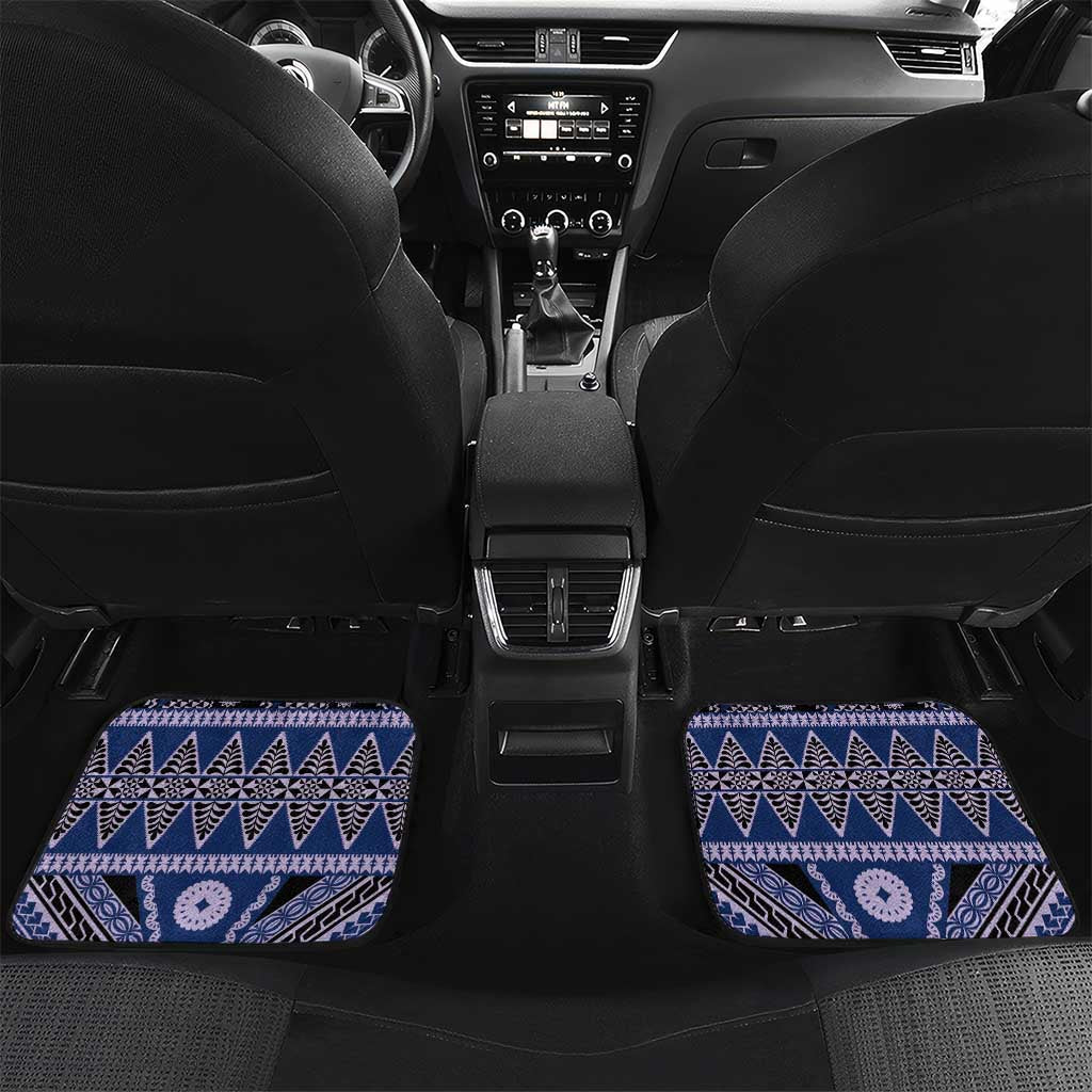 Vintage Bula Fiji Car Mats Prussian Blue Tapa Masi Motif