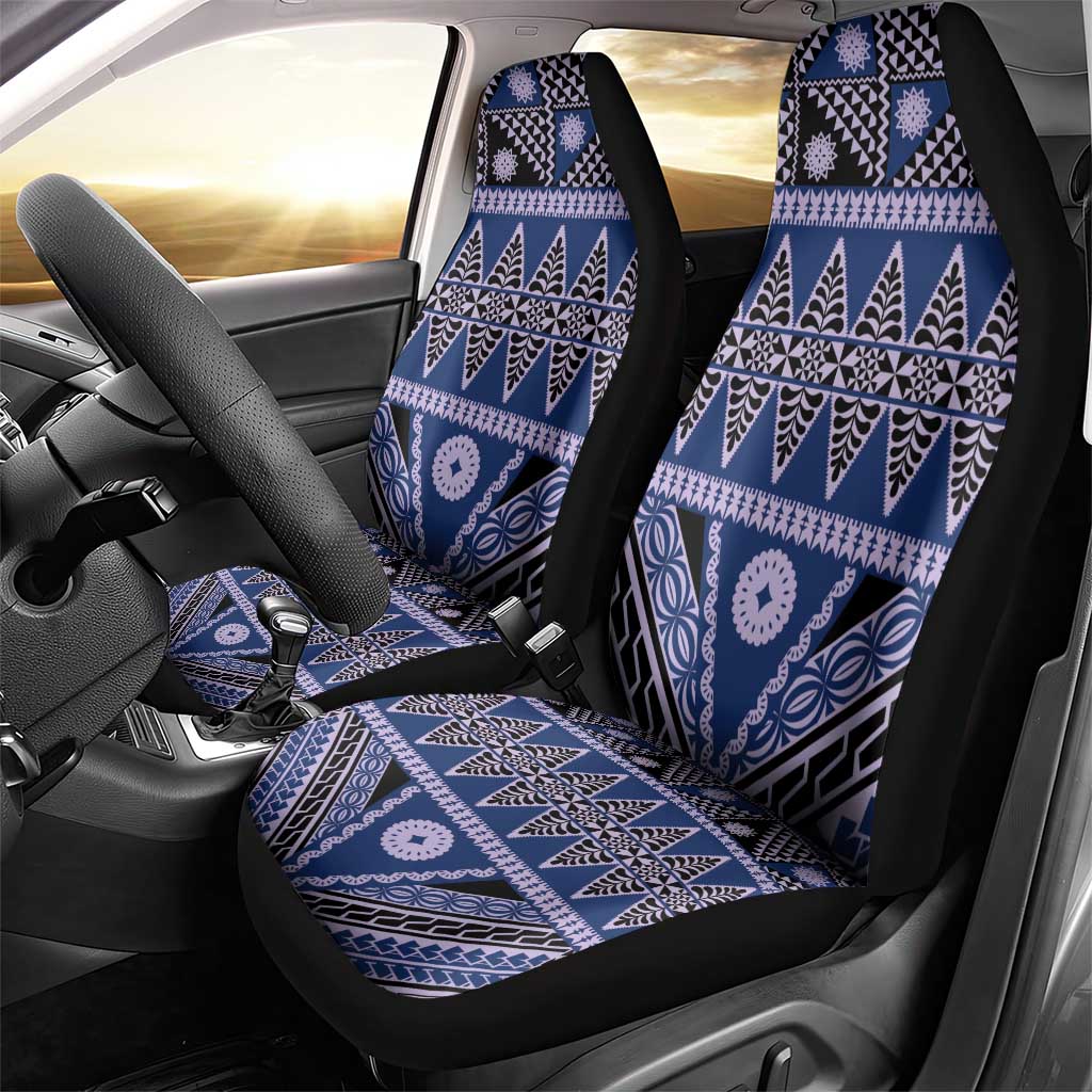 Vintage Bula Fiji Car Seat Cover Prussian Blue Tapa Masi Motif