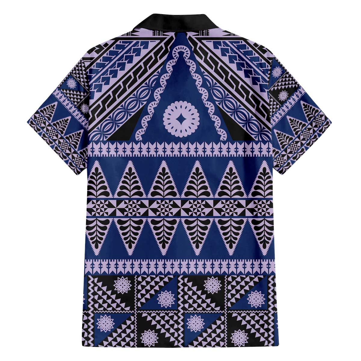 Vintage Bula Fiji Family Matching Off The Shoulder Long Sleeve Dress and Hawaiian Shirt Prussian Blue Tapa Masi Motif