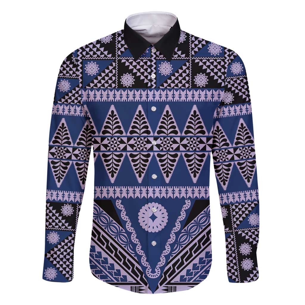 Vintage Bula Fiji Family Matching Off Shoulder Short Dress and Hawaiian Shirt Prussian Blue Tapa Masi Motif