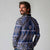 Vintage Bula Fiji Long Sleeve Polo Shirt Prussian Blue Tapa Masi Motif