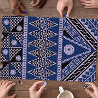 Vintage Bula Fiji Puzzle Prussian Blue Tapa Masi Motif - Polynesian Pride