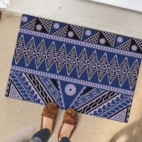 Vintage Bula Fiji Rubber Doormat Prussian Blue Tapa Masi Motif