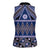 Vintage Bula Fiji Women Sleeveless Polo Shirt Prussian Blue Tapa Masi Motif