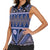 Vintage Bula Fiji Women Sleeveless Polo Shirt Prussian Blue Tapa Masi Motif