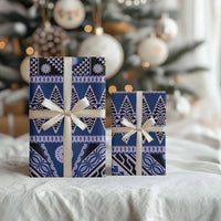 Vintage Bula Fiji Wrapping Paper Prussian Blue Tapa Masi Motif LT9 - Polynesian Pride