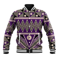 Vintage Bula Fiji Baseball Jacket Purple Tapa Masi Motif