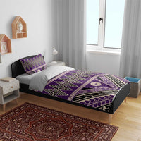 Vintage Bula Fiji Bedding Set Purple Tapa Masi Motif