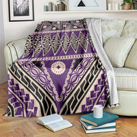 Vintage Bula Fiji Blanket Purple Tapa Masi Motif