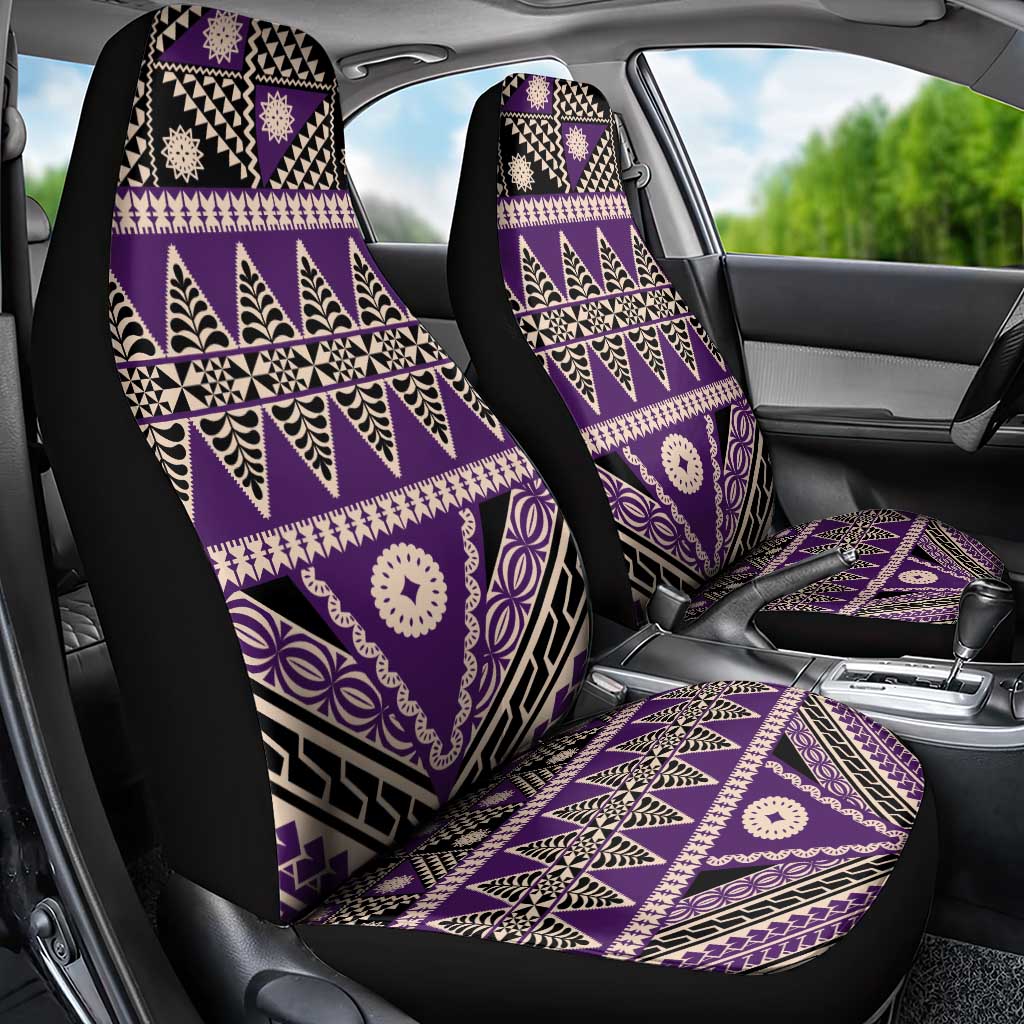 Vintage Bula Fiji Car Seat Cover Purple Tapa Masi Motif