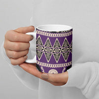 Vintage Bula Fiji Ceramic Mug Purple Tapa Masi Motif - Polynesian Pride