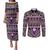 Vintage Bula Fiji Couples Matching Puletasi and Long Sleeve Button Shirt Purple Tapa Masi Motif
