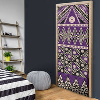 Vintage Bula Fiji Door Cover Purple Tapa Masi Motif - Polynesian Pride