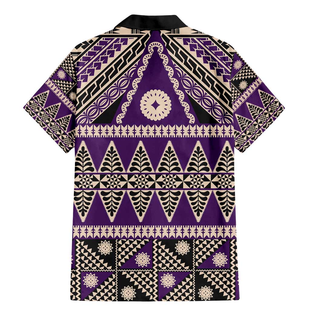 Vintage Bula Fiji Family Matching Mermaid Dress and Hawaiian Shirt Purple Tapa Masi Motif