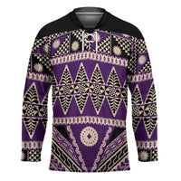 Vintage Bula Fiji Hockey Jersey Purple Tapa Masi Motif - Polynesian Pride