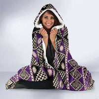 Vintage Bula Fiji Hooded Blanket Purple Tapa Masi Motif