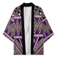 Vintage Bula Fiji Kimono Purple Tapa Masi Motif - Polynesian Pride