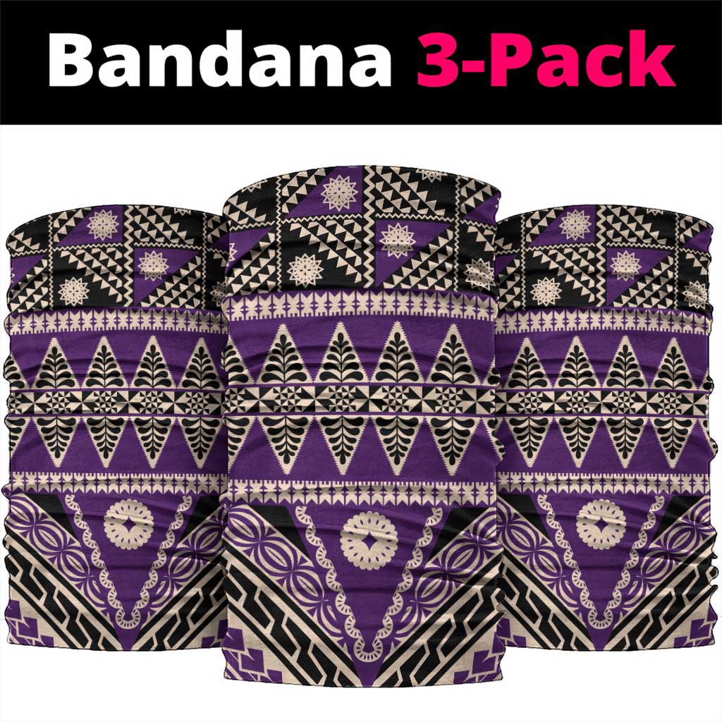 Vintage Bula Fiji Neck Gaiter Purple Tapa Masi Motif - Polynesian Pride