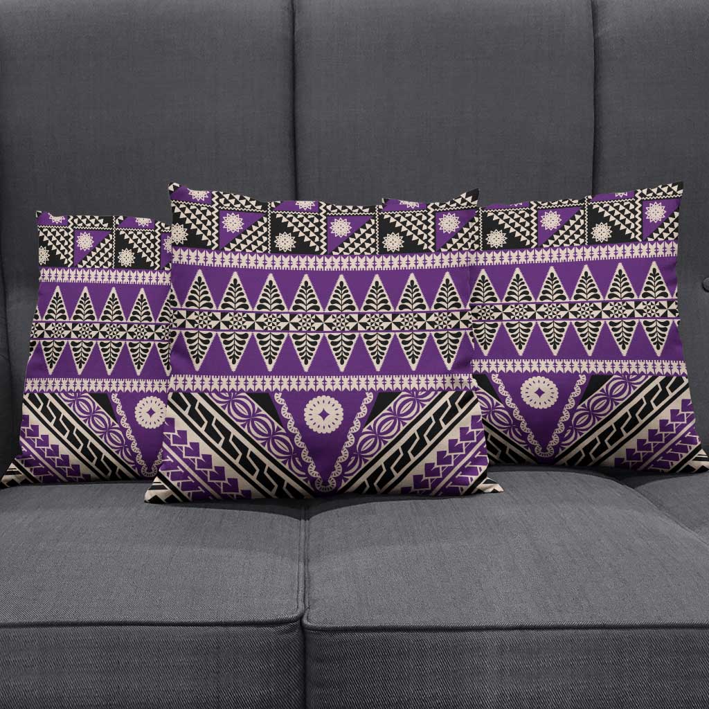 Vintage Bula Fiji Pillow Cover Purple Tapa Masi Motif - Polynesian Pride