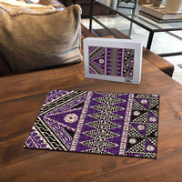Vintage Bula Fiji Puzzle Purple Tapa Masi Motif - Polynesian Pride