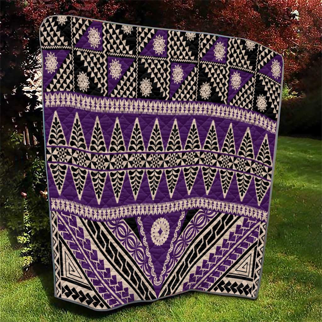Vintage Bula Fiji Quilt Purple Tapa Masi Motif