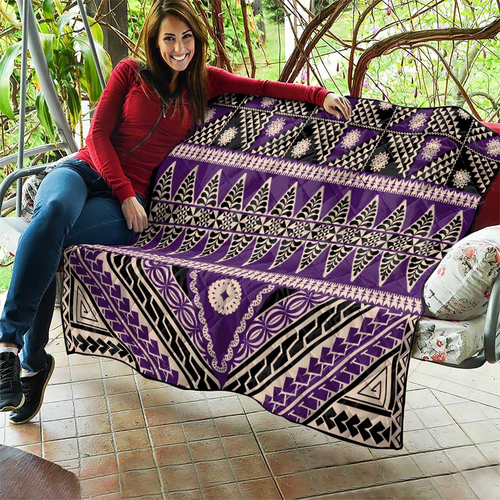 Vintage Bula Fiji Quilt Purple Tapa Masi Motif