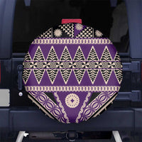 Vintage Bula Fiji Spare Tire Cover Purple Tapa Masi Motif