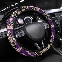 Vintage Bula Fiji Steering Wheel Cover Purple Tapa Masi Motif