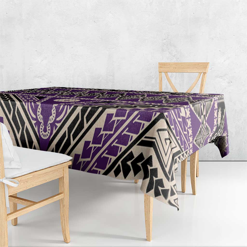 Vintage Bula Fiji Tablecloth Purple Tapa Masi Motif