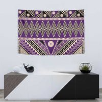 Vintage Bula Fiji Tapestry Purple Tapa Masi Motif