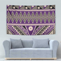 Vintage Bula Fiji Tapestry Purple Tapa Masi Motif