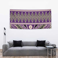 Vintage Bula Fiji Tapestry Purple Tapa Masi Motif