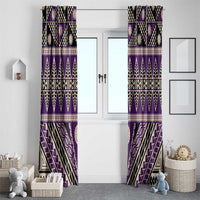 Vintage Bula Fiji Window Curtain Purple Tapa Masi Motif