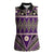 Vintage Bula Fiji Women Sleeveless Polo Shirt Purple Tapa Masi Motif