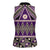 Vintage Bula Fiji Women Sleeveless Polo Shirt Purple Tapa Masi Motif