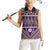 Vintage Bula Fiji Women Sleeveless Polo Shirt Purple Tapa Masi Motif