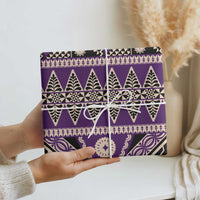 Vintage Bula Fiji Wrapping Paper Purple Tapa Masi Motif LT9 - Polynesian Pride