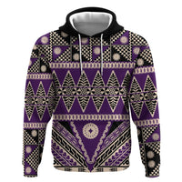 Vintage Bula Fiji Zip Hoodie Purple Tapa Masi Motif