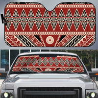 Vintage Bula Fiji Auto Sun Shade Red Tapa Masi Motif - Polynesian Pride