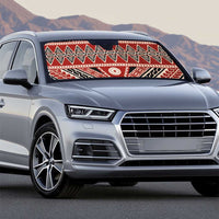 Vintage Bula Fiji Auto Sun Shade Red Tapa Masi Motif - Polynesian Pride