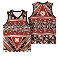 Vintage Bula Fiji Basketball Jersey Red Tapa Masi Motif - Polynesian Pride