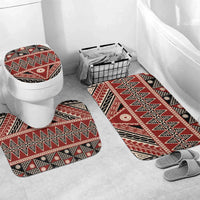 Vintage Bula Fiji Bathroom Set Red Tapa Masi Motif - Polynesian Pride