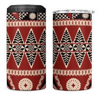 Vintage Bula Fiji 4 in 1 Can Cooler Tumbler Red Tapa Masi Motif