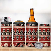 Vintage Bula Fiji 4 in 1 Can Cooler Tumbler Red Tapa Masi Motif