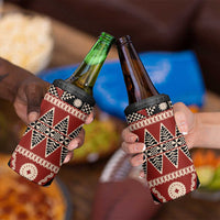 Vintage Bula Fiji 4 in 1 Can Cooler Tumbler Red Tapa Masi Motif